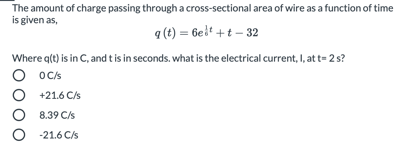 Solved The amount of charge passing through a | Chegg.com