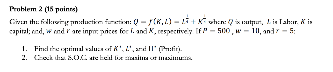 Solved 1 1 Problem 2 (15 points) Given the following | Chegg.com