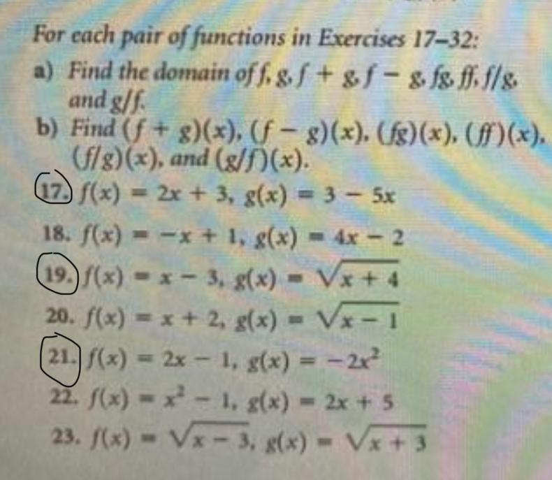 Solved For Each Pair Of Functions In Exercises 17–32: A) | Chegg.com