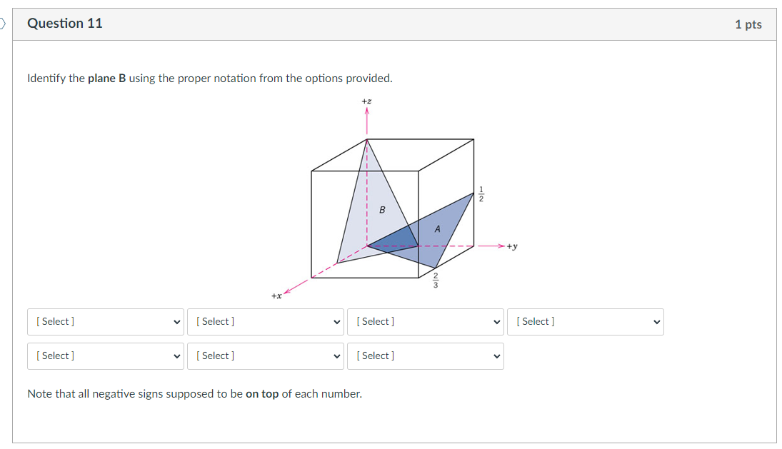 Solved Question 11 1 pts Identify the plane B using the | Chegg.com