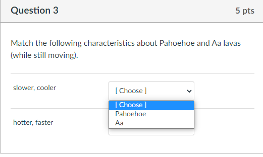 Solved Question 3 5 pts Match the following characteristics | Chegg.com