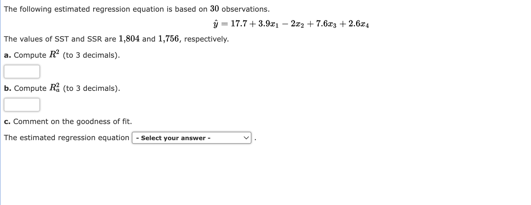 Solved The Following Estimated Regression Equation Is Based | Chegg.com