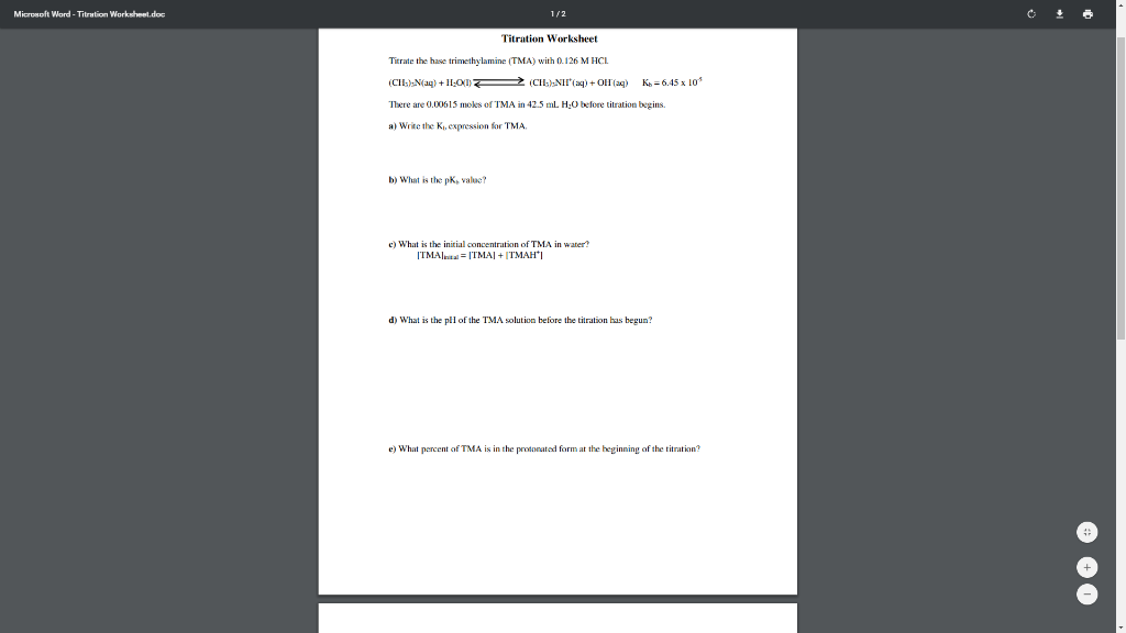 Solved Microsoft Word Titration Worksheet.doc 1/2