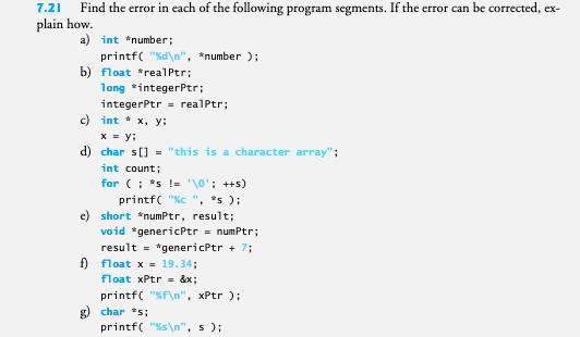 Solved 7.21 Find the error in each of the following program | Chegg.com