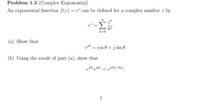 Solved An exponential function f (z) = e^z can be defined | Chegg.com