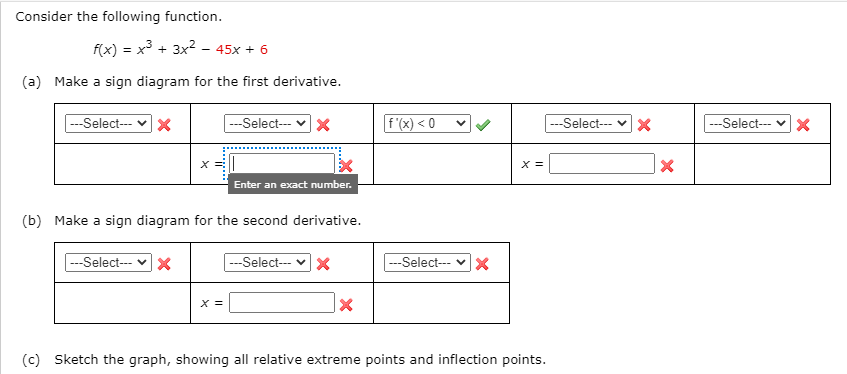 Solved Consider the following function. f(x) = x3 + 3x2 - | Chegg.com