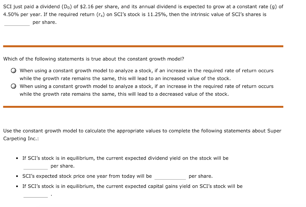 Solved Stocks And Their Valuation | Chegg.com