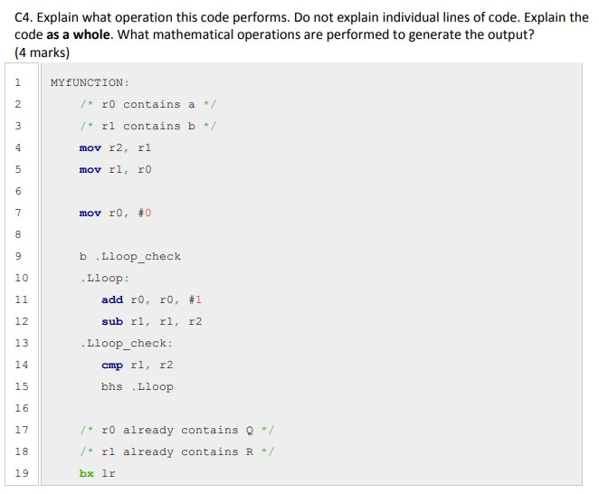 Solved C4. Explain what operation this code performs. Do not | Chegg.com