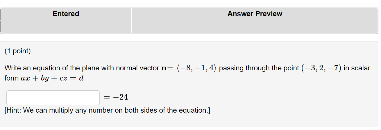 Solved Write an equation of the plane with normal vector | Chegg.com