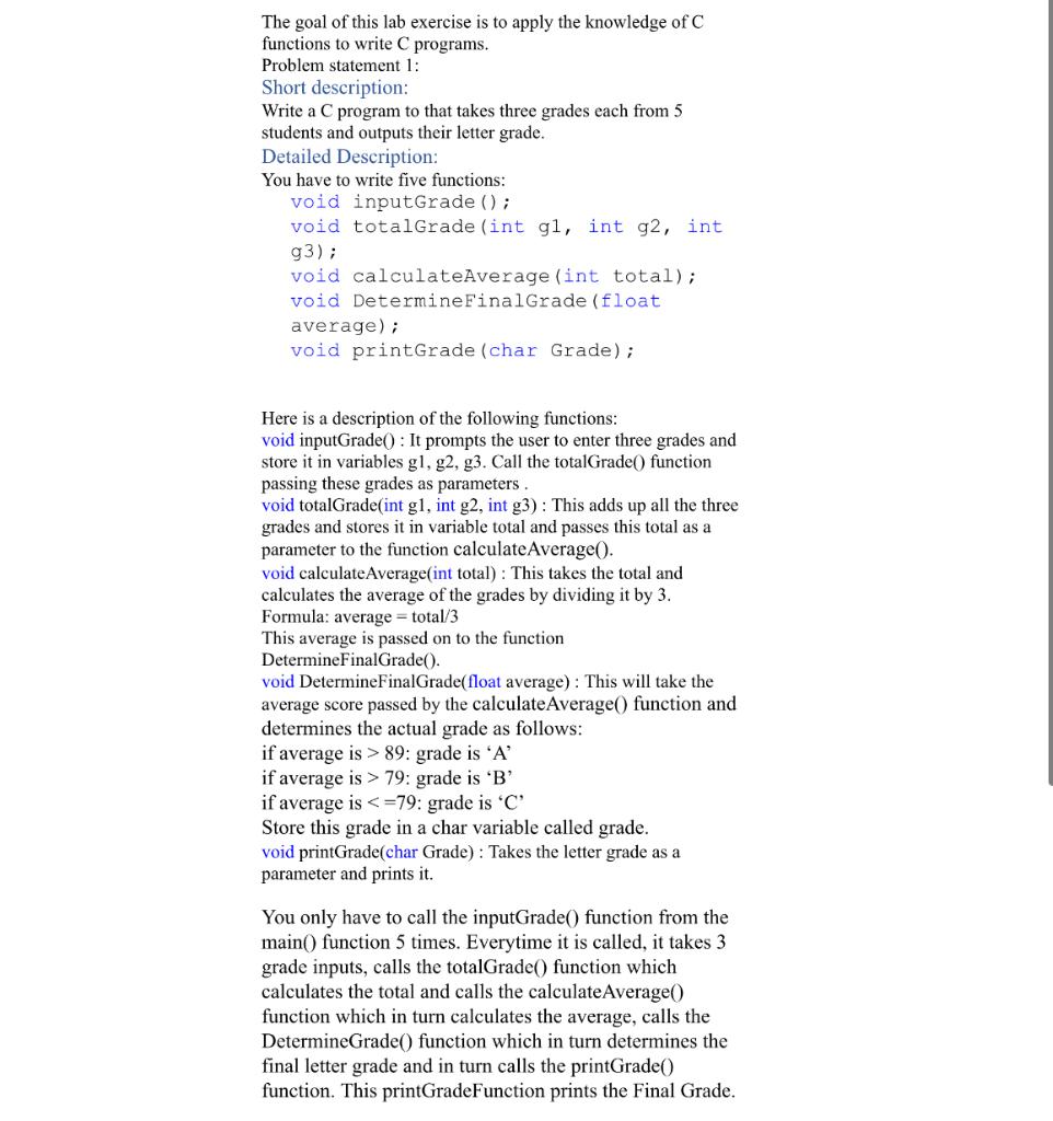 Solved The goal of this lab exercise is to apply the | Chegg.com