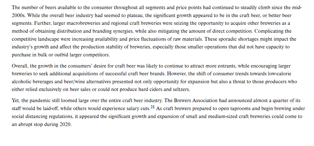 Solved CASE 2 Competition in the Craft Beer Industry in | Chegg.com