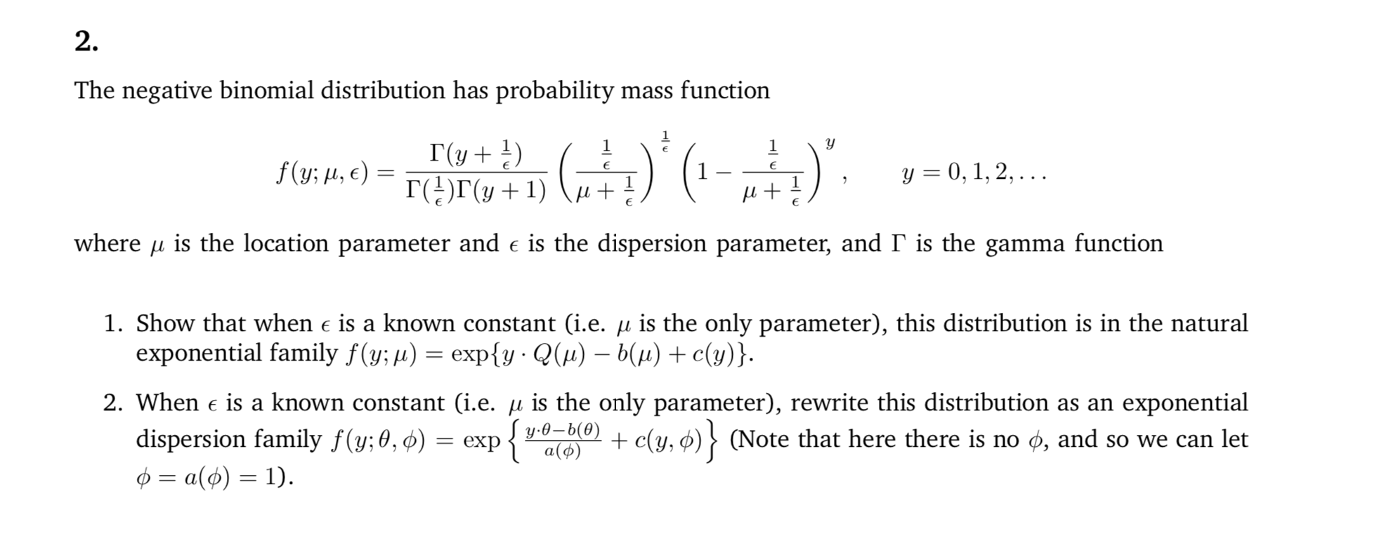 Solved 2. The negative binomial distribution has probability | Chegg.com