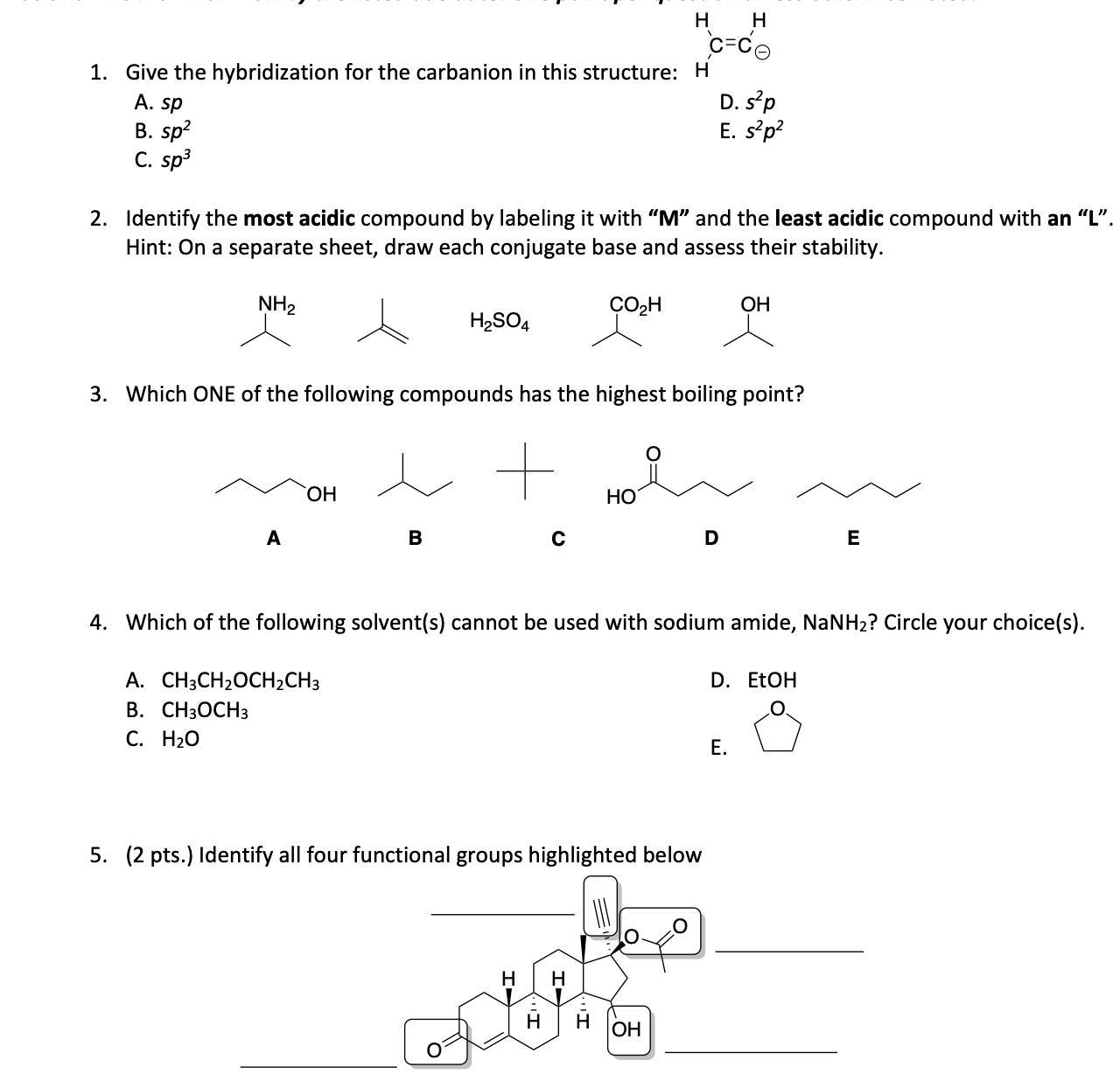 Solved 1. Give the hybridization for the carbanion in this | Chegg.com