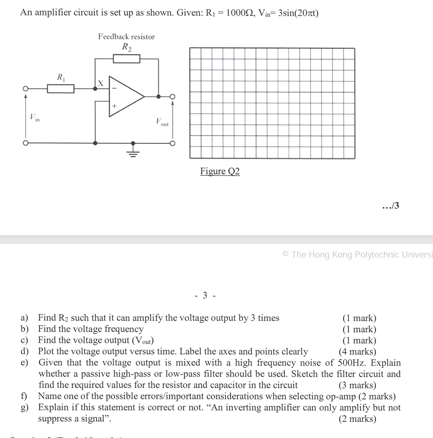 Solved An ﻿amplifier circuit is ﻿set up as ﻿shown. Given: | Chegg.com