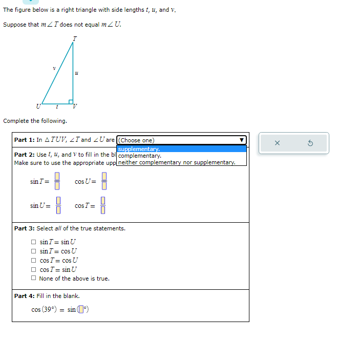 Solved The figure below is a right triangle with side | Chegg.com