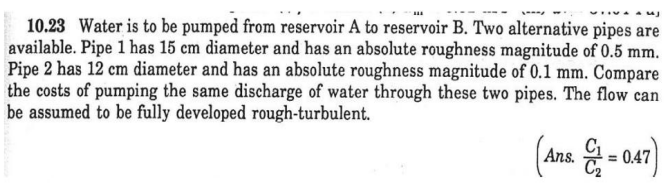 Solved 10.23 Water Is To Be Pumped From Reservoir A To | Chegg.com