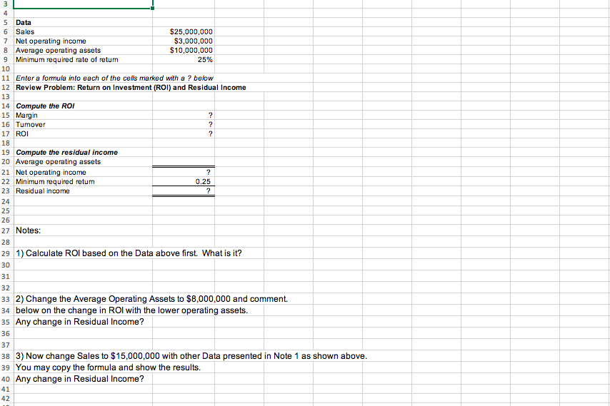 Solved 5 Data 6 Sales $25,000,000 7 Net operating income | Chegg.com