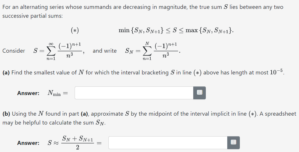 Solved For an alternating series whose summands are | Chegg.com