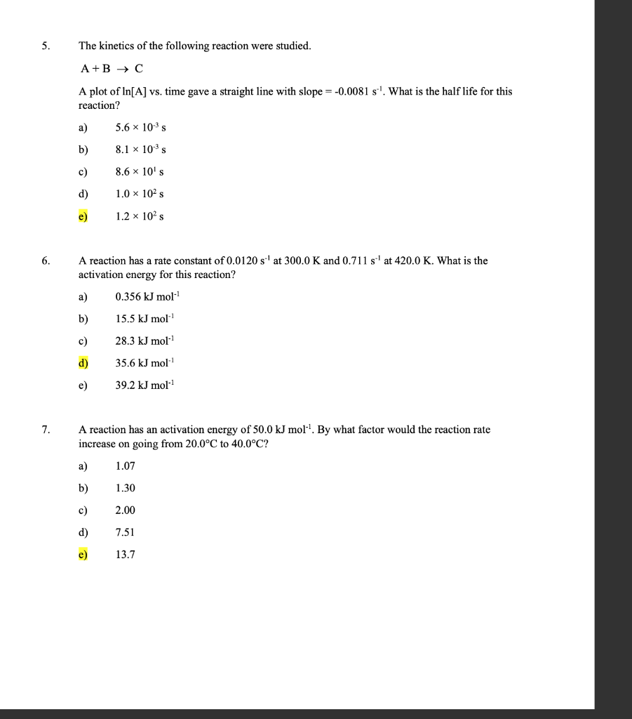 Solved A reaction vessel initially contains SO2Cl2 at a