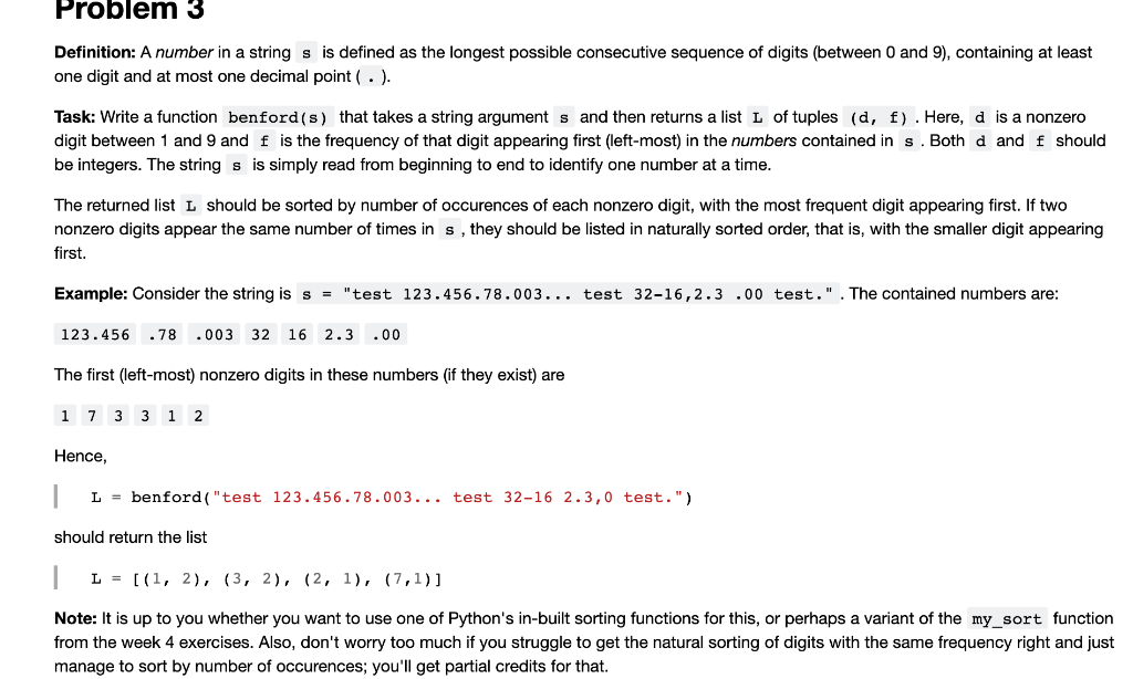 Solved Problem 3 Definition: A number in a string s is | Chegg.com
