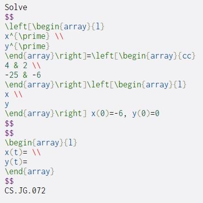 Solve $$ \left[\begin{array}{1} X^{\prime} y^{\prime) | Chegg.com
