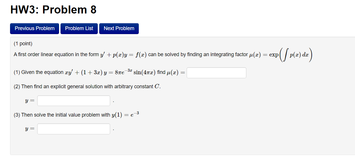 Solved HW3: Problem 8 Previous Problem Problem List Next | Chegg.com