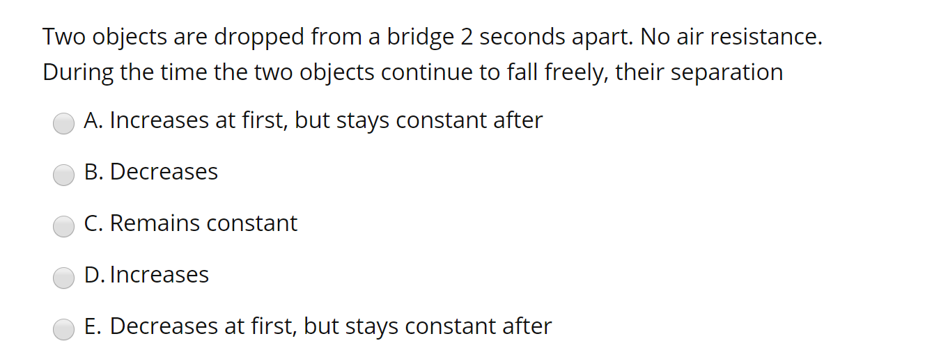 Solved Two objects are dropped from a bridge 2 seconds | Chegg.com