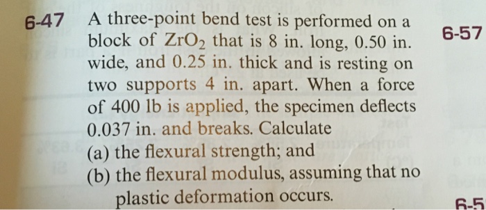 Solved A Three-point Bend Test Is Performed On A Block Of | Chegg.com