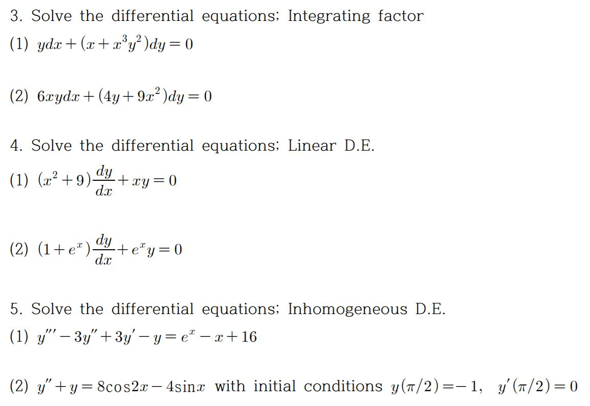 Solved 3. Solve the differential equations; Integrating | Chegg.com