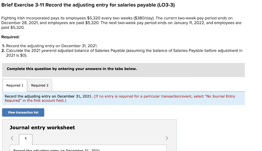 Solved Brief Exercise 311 Record the adjusting entry for