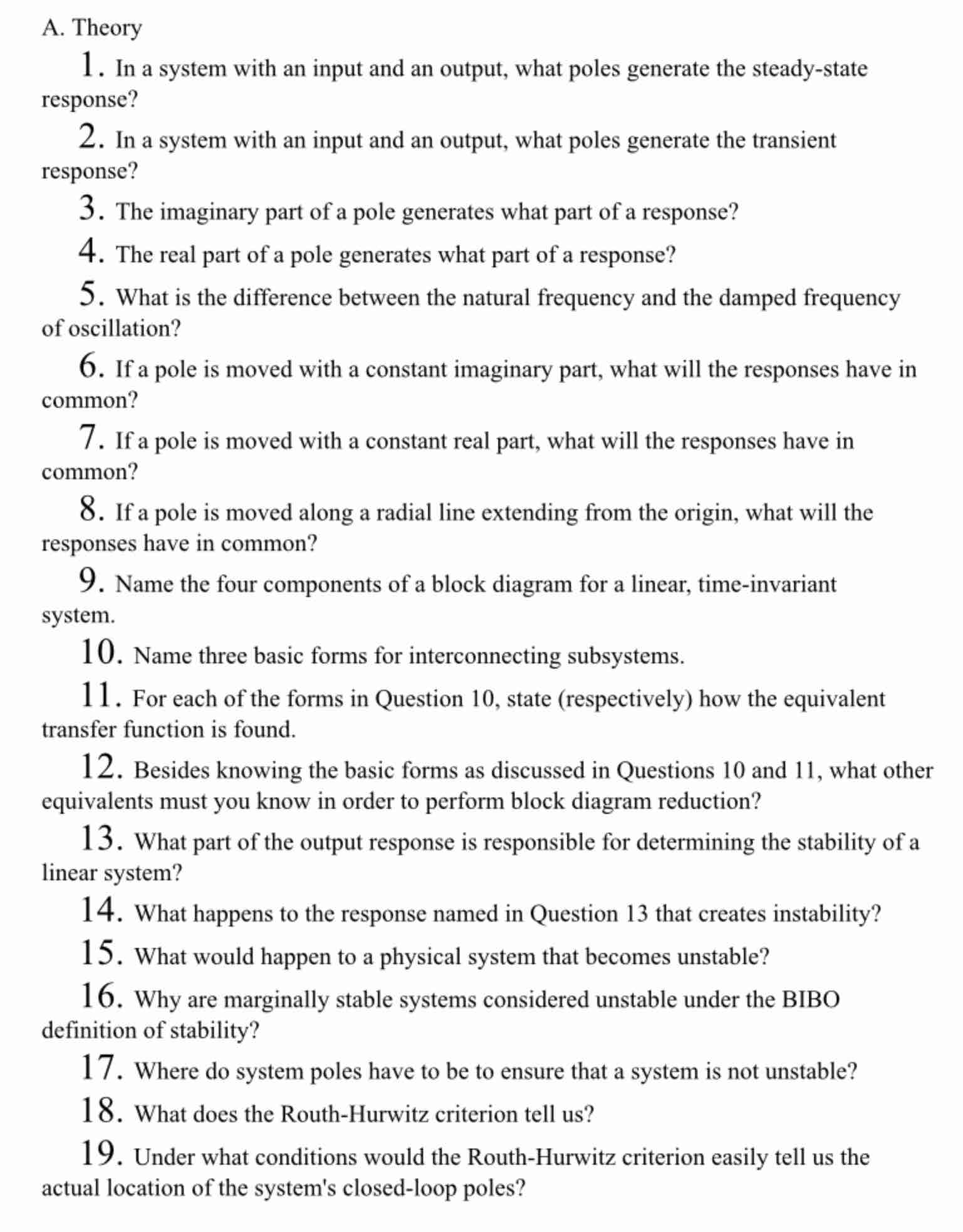 A. ﻿Theory1. ﻿In a system with an input and an | Chegg.com image.