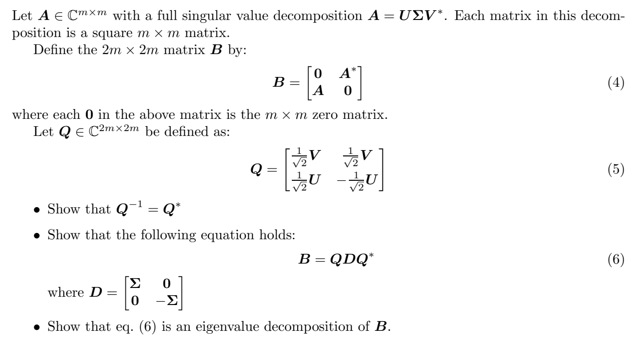 Solved Let A∈cm×m With A Full Singular Value Decomposition 4325