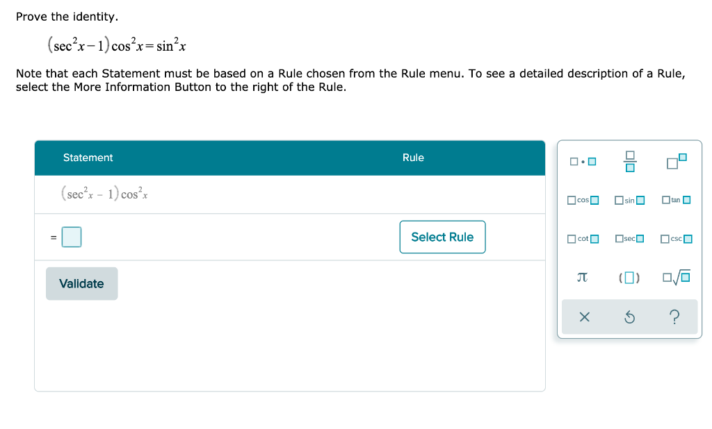 Solved Prove The Identity Secʻx 1 Cos X Sin X Note That Chegg Com