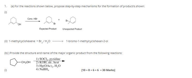 Solved 1. (a) For the reactions shown below, propose | Chegg.com