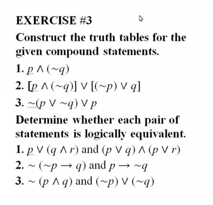 Solved Exercise 3 Construct The Truth Tables For The G Chegg Com