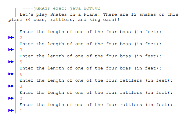 Solved You will create a 2D array of Snakes on a Plane. Your | Chegg.com