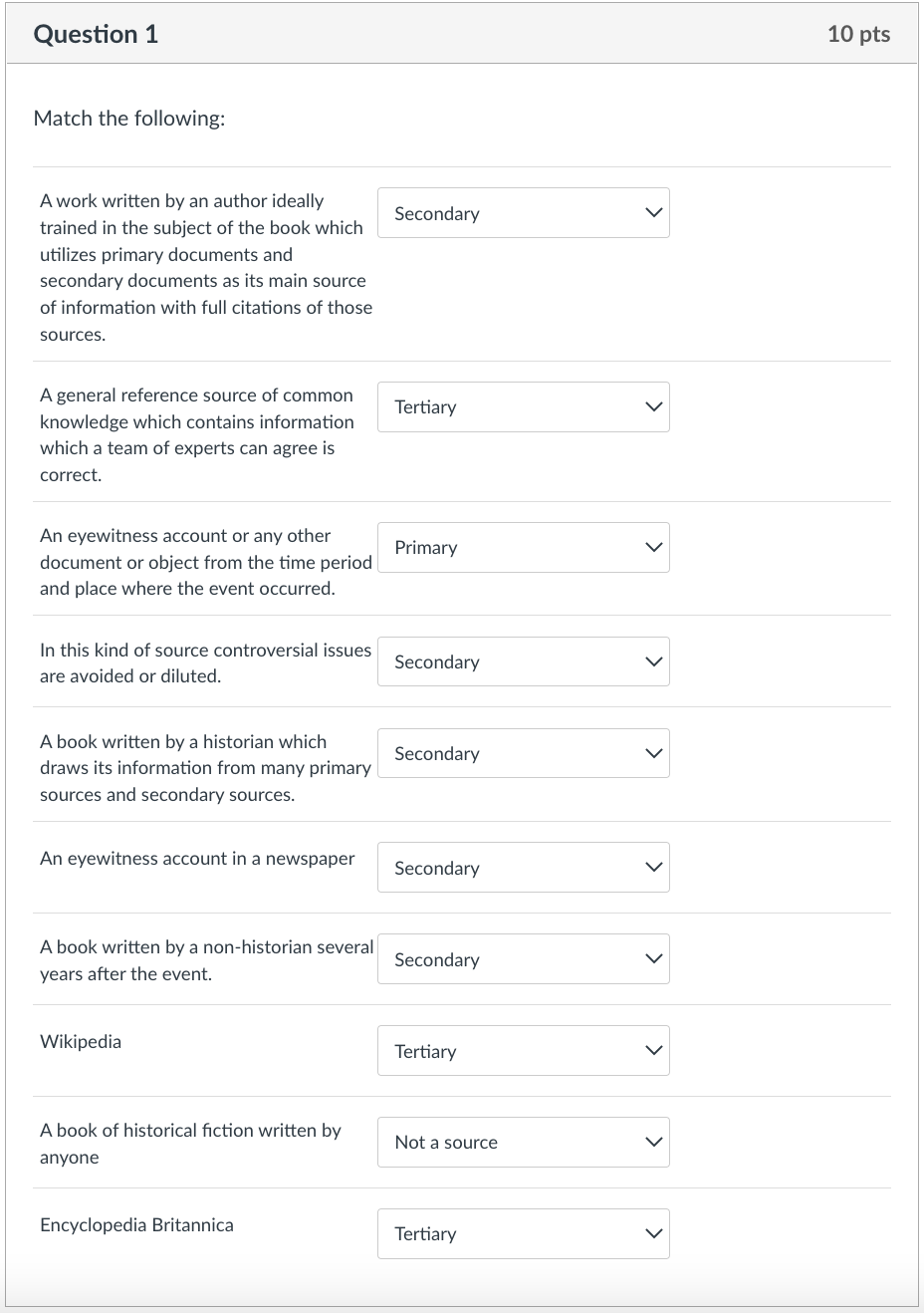 Author a matching question