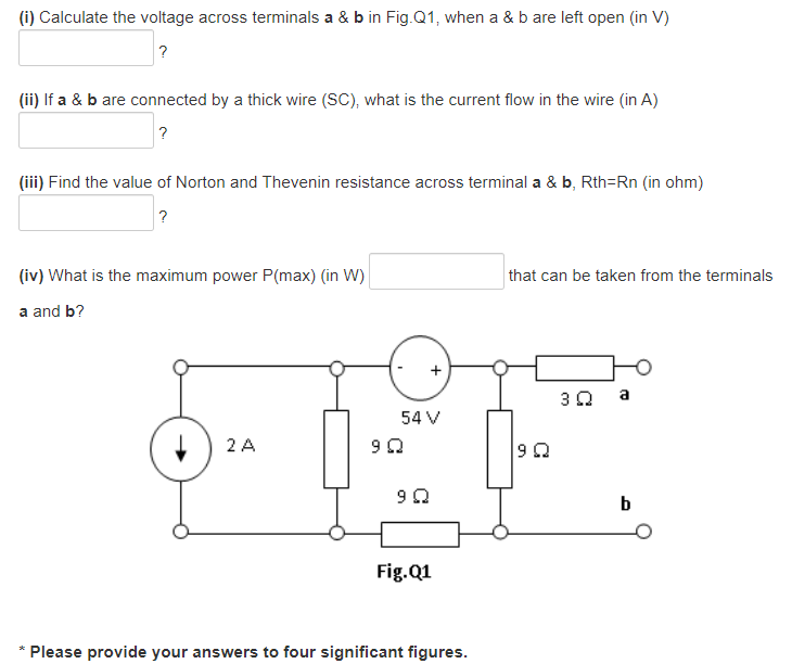 Solved (i) Calculate the voltage across terminals a & b in | Chegg.com