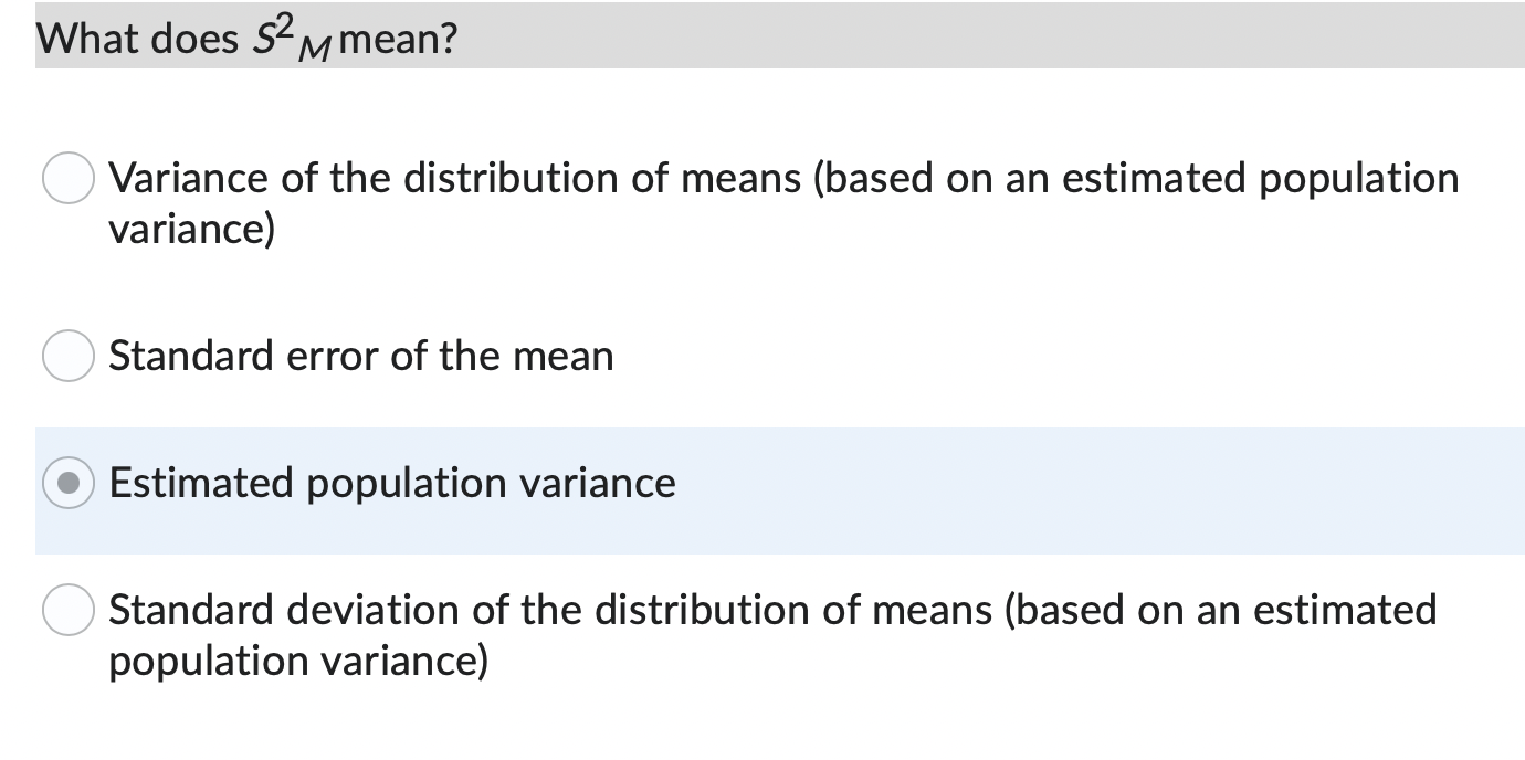 Solved What does S² mean? Standard error of the mean | Chegg.com