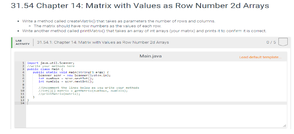 Solved 31.54 Chapter 14: Matrix with Values as Row Number 2d | Chegg.com