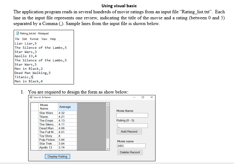 Solved Using visual basic The application program reads in | Chegg.com