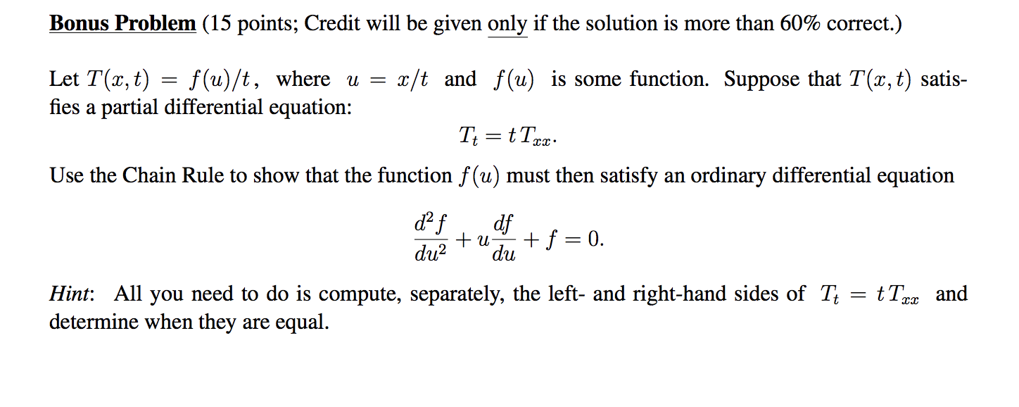 Solved Bonus Problem (15 points; Credit will be given only | Chegg.com