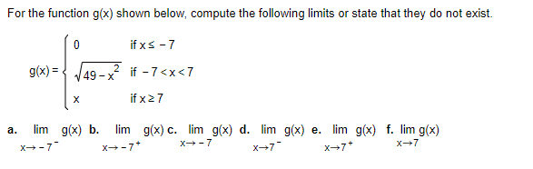 Solved For the function g(x) shown below, compute the | Chegg.com
