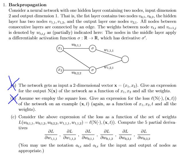 1. Backpropagation Consider a neural network with one | Chegg.com