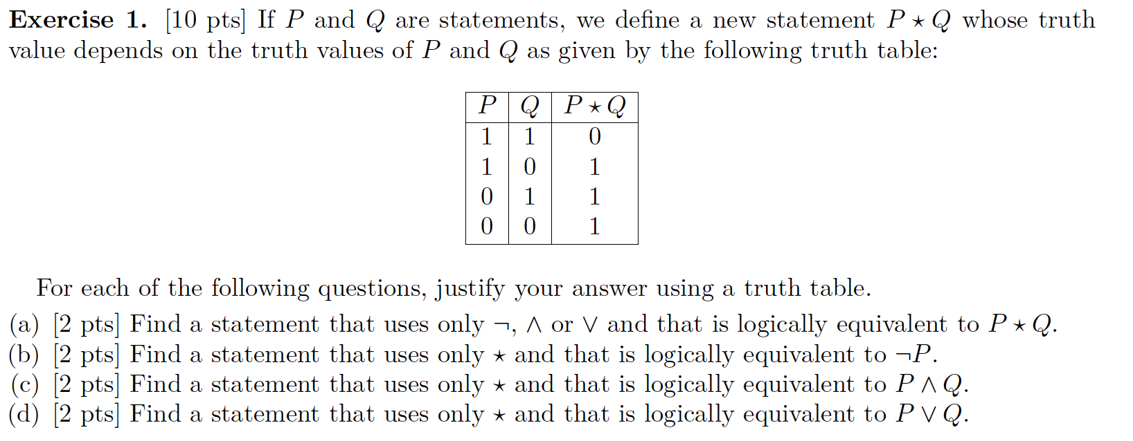 Solved Exercise 1. [10 pts] If P and Q are statements, we | Chegg.com
