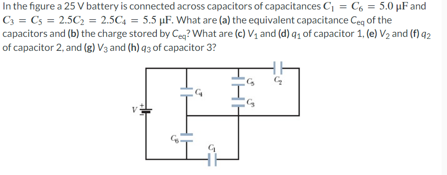 Solved In the figure a 25 V battery is connected across | Chegg.com