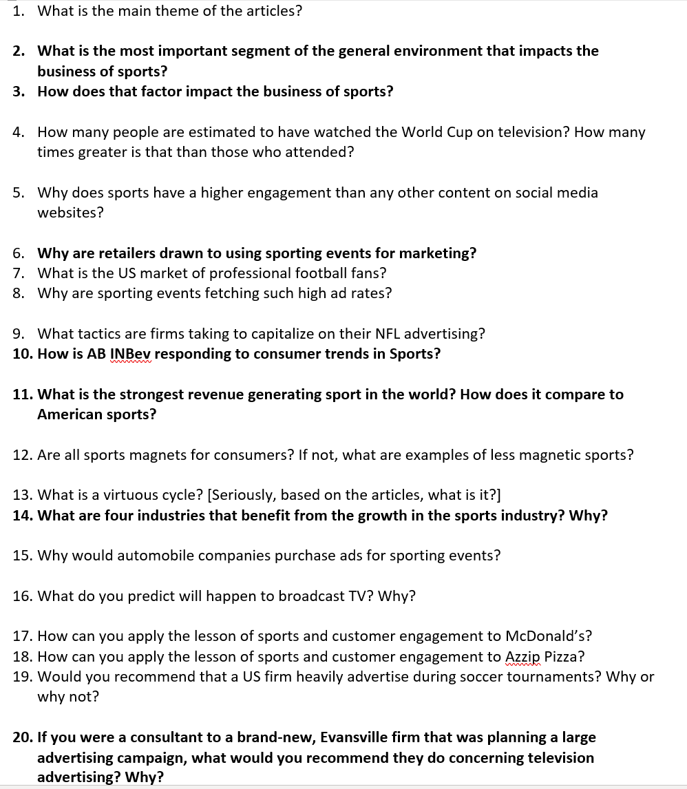 Solved 1. What is the main theme of the articles? 2. What is