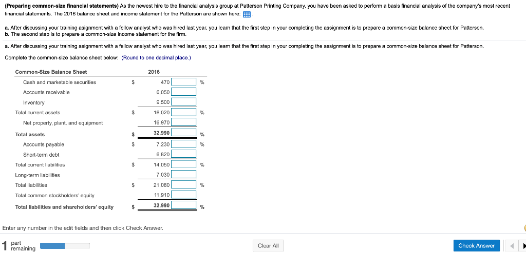 Solved (Preparing Common-size Financial Statements) As The | Chegg.com