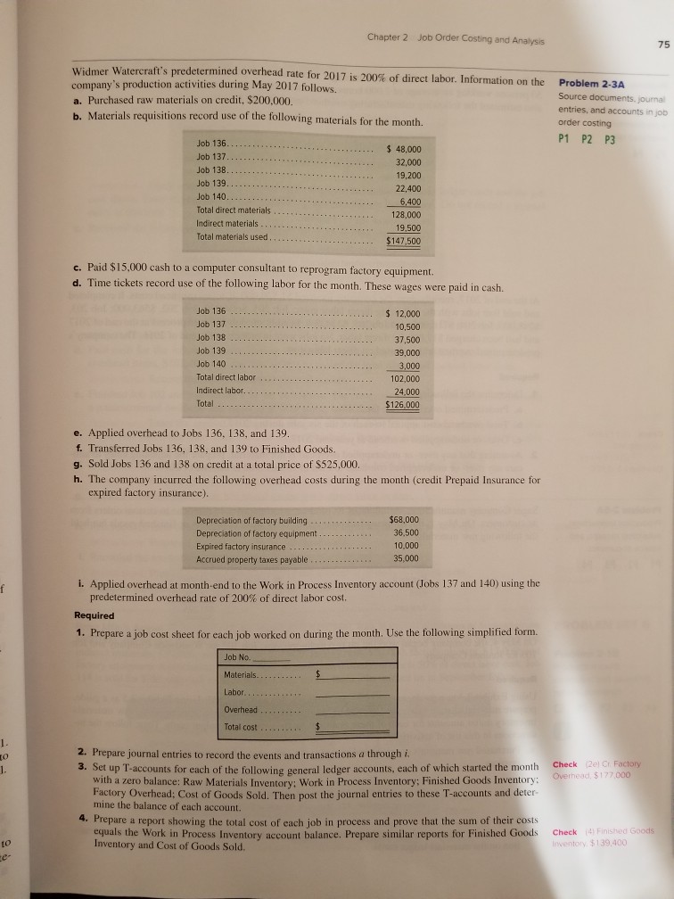 Solved Chapter 2 Job Order Costing and Analysis 75 raft's | Chegg.com