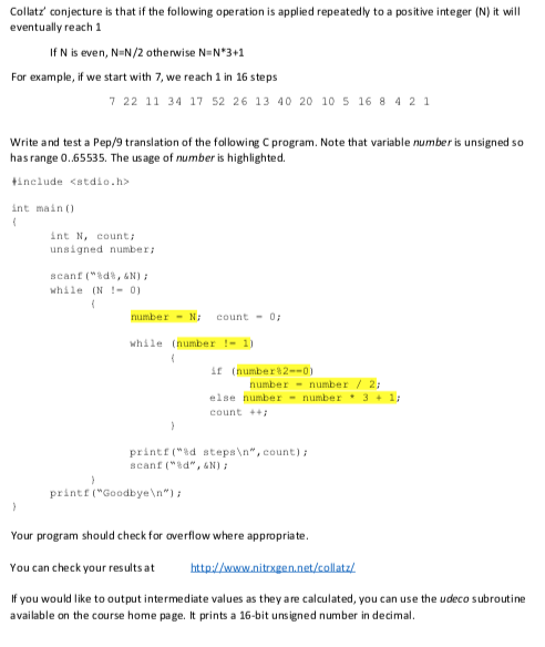 Collatz conjecture is that if the following operation | Chegg.com